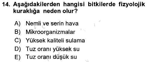 Bitki Su İlişkileri 2021-2022 Yaz Okulu Sınavı - 14. soru