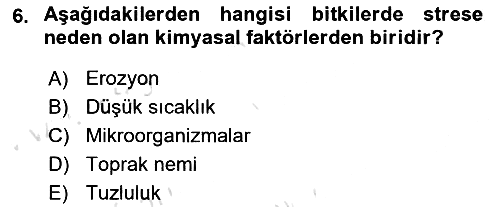 Bitki Su İlişkileri 2022-2023 Yaz Okulu Sınavı - 6. soru