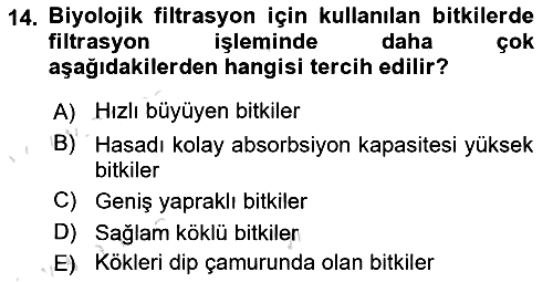 Bitki Su İlişkileri 2024-2025 Yaz Okulu Sınavı - 14. soru