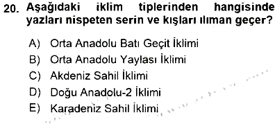 Ekoloji ve Çevre Bilgisi 2015-2016 Ara Sınav - 20. soru