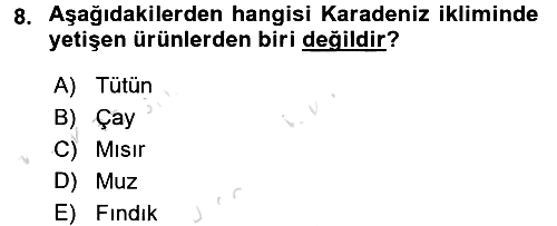 Ekoloji ve Çevre Bilgisi 2016-2017 Ara Sınav - 8. soru