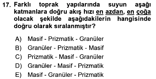 Ekoloji ve Çevre Bilgisi 2018-2019 Ara Sınav - 17. soru