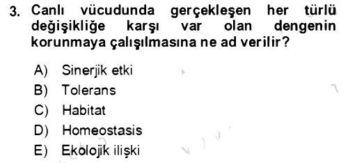 Ekoloji ve Çevre Bilgisi 2021-2022 Ara Sınav - 3. soru