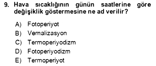 Ekoloji ve Çevre Bilgisi 2021-2022 Ara Sınav - 9. soru