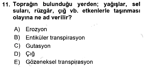Ekoloji ve Çevre Bilgisi 2023-2024 Ara Sınav - 11. soru