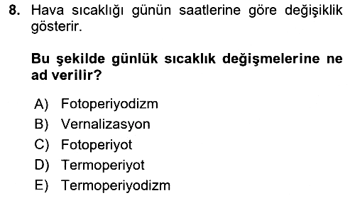 Ekoloji ve Çevre Bilgisi 2024-2025 Ara Sınav - 8. soru