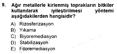 Ekoloji ve Çevre Bilgisi 2012-2013 Dönem Sonu Sınavı - 9. soru