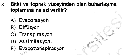 Ekoloji ve Çevre Bilgisi 2013-2014 Dönem Sonu Sınavı - 3. soru