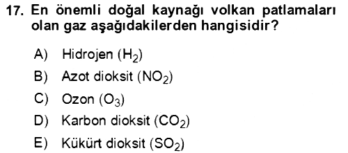 Ekoloji ve Çevre Bilgisi 2021-2022 Yaz Okulu Sınavı - 17. soru