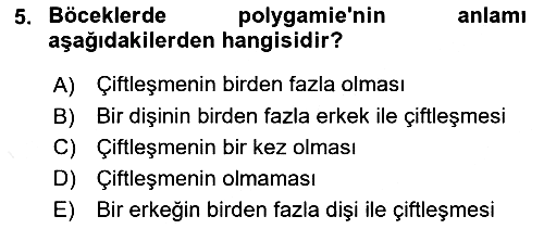 Entomoloji 2017-2018 3 Ders Sınavı - 5. soru
