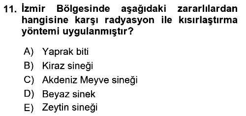 Entomoloji 2017-2018 3 Ders Sınavı - 11. soru