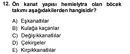 Entomoloji 2013-2014 Ara Sınav - 12. soru
