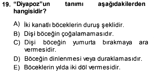 Entomoloji 2013-2014 Ara Sınav - 19. soru
