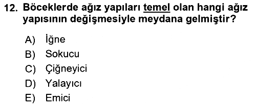 Entomoloji 2019-2020 Ara Sınav - 12. soru