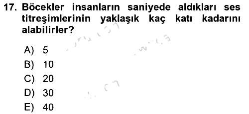 Entomoloji 2019-2020 Ara Sınav - 17. soru