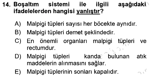 Entomoloji 2021-2022 Ara Sınav - 14. soru