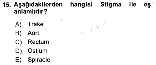 Entomoloji 2021-2022 Ara Sınav - 15. soru