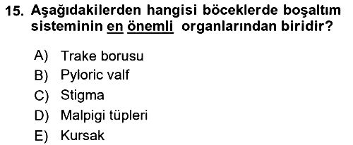 Entomoloji 2022-2023 Ara Sınav - 15. soru