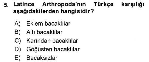 Entomoloji 2023-2024 Ara Sınav - 5. soru