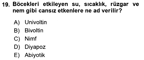 Entomoloji 2023-2024 Ara Sınav - 19. soru