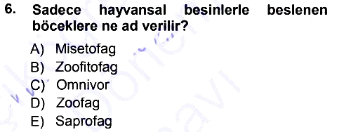 Entomoloji 2012-2013 Dönem Sonu Sınavı - 6. soru