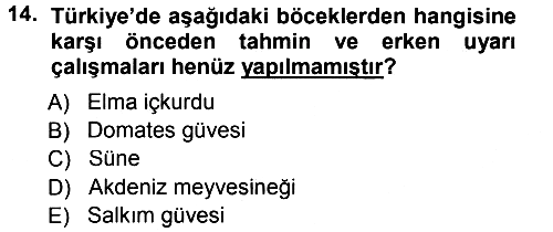 Entomoloji 2012-2013 Dönem Sonu Sınavı - 14. soru