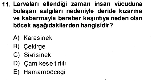 Entomoloji 2013-2014 Dönem Sonu Sınavı - 11. soru