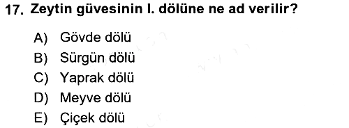 Entomoloji 2016-2017 Dönem Sonu Sınavı - 17. soru