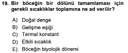 Entomoloji 2016-2017 Dönem Sonu Sınavı - 19. soru