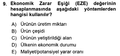 Entomoloji 2017-2018 Dönem Sonu Sınavı - 9. soru