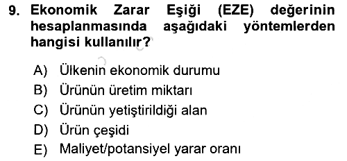 Entomoloji 2019-2020 Dönem Sonu Sınavı - 9. soru
