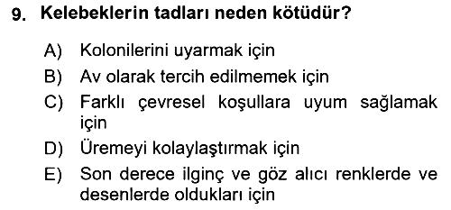 Entomoloji 2021-2022 Dönem Sonu Sınavı - 9. soru