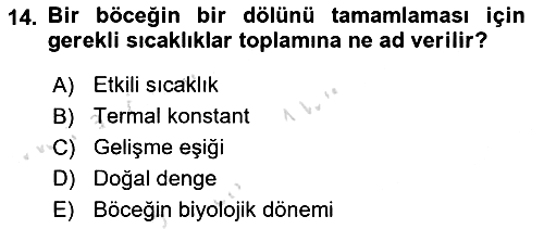 Entomoloji 2021-2022 Dönem Sonu Sınavı - 14. soru