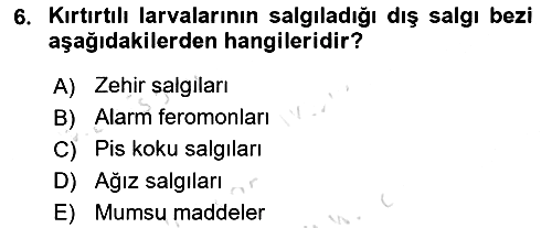 Entomoloji 2023-2024 Dönem Sonu Sınavı - 6. soru