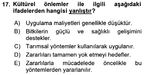 Entomoloji 2024-2025 Dönem Sonu Sınavı - 17. soru