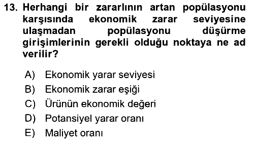 Entomoloji 2025-2026 Dönem Sonu Sınavı - 13. soru