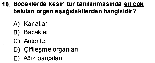 Entomoloji 2013-2014 Tek Ders Sınavı - 10. soru