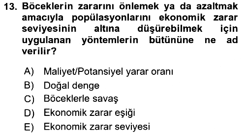 Entomoloji 2015-2016 Tek Ders Sınavı - 13. soru
