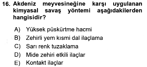 Entomoloji 2015-2016 Tek Ders Sınavı - 16. soru
