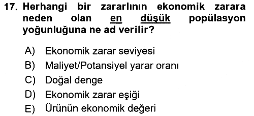 Entomoloji 2015-2016 Tek Ders Sınavı - 17. soru