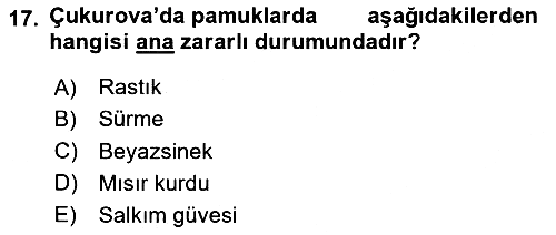 Entomoloji 2020-2021 Yaz Okulu Sınavı - 17. soru