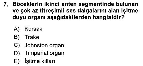 Entomoloji 2021-2022 Yaz Okulu Sınavı - 7. soru