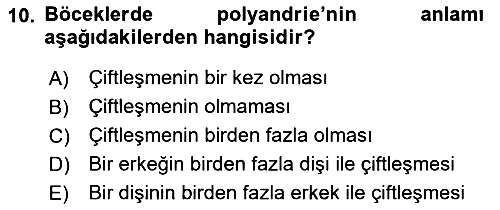 Entomoloji 2022-2023 Yaz Okulu Sınavı - 10. soru