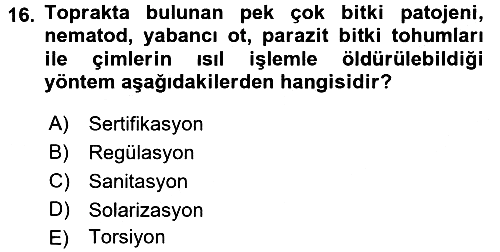 Fitopatoloji 2016-2017 3 Ders Sınavı - 16. soru