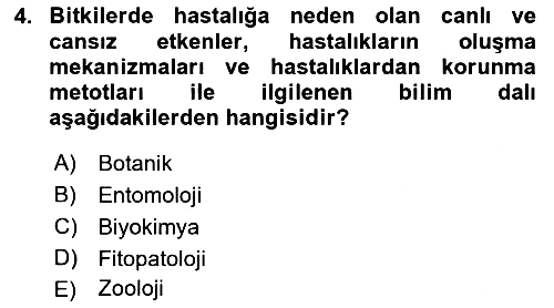 Fitopatoloji 2018-2019 3 Ders Sınavı - 4. soru