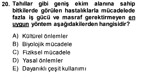Fitopatoloji 2014-2015 Dönem Sonu Sınavı - 20. soru