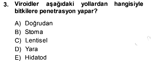Fitopatoloji 2013-2014 Tek Ders Sınavı - 3. soru