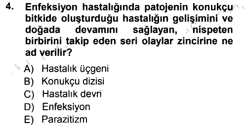 Fitopatoloji 2014-2015 Tek Ders Sınavı - 4. soru