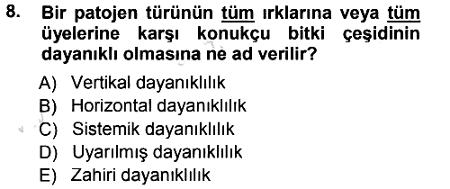 Fitopatoloji 2014-2015 Tek Ders Sınavı - 8. soru