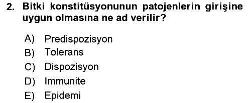 Fitopatoloji 2015-2016 Tek Ders Sınavı - 2. soru